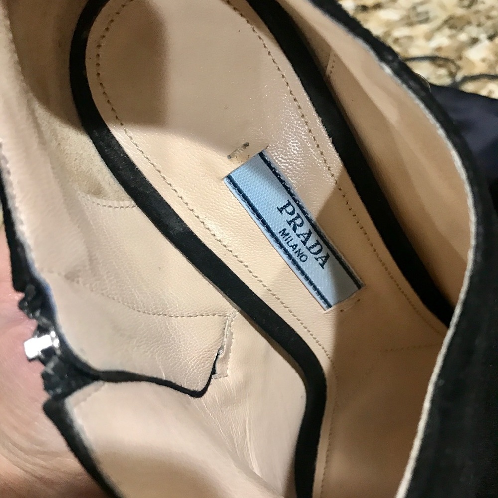 Prada Black Suede Platform Booties With Peep Toe 6 - image 4